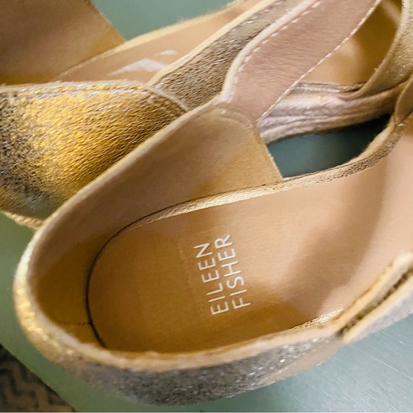 EILEEN FISHER Tilly Leather Espadrille Sandal Silver Metallic - Picture 9 of 10
